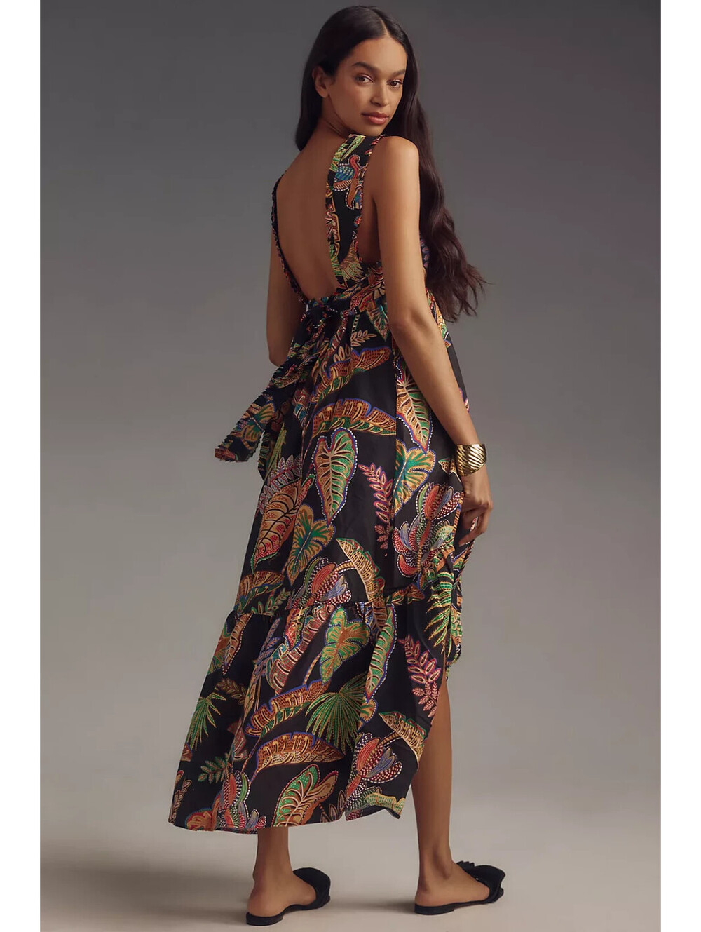 NEW, Farm Rio Cool Foliage Sleeveless Midi Dress in multicolor sz XS #MD2144 - Picture 4 of 10